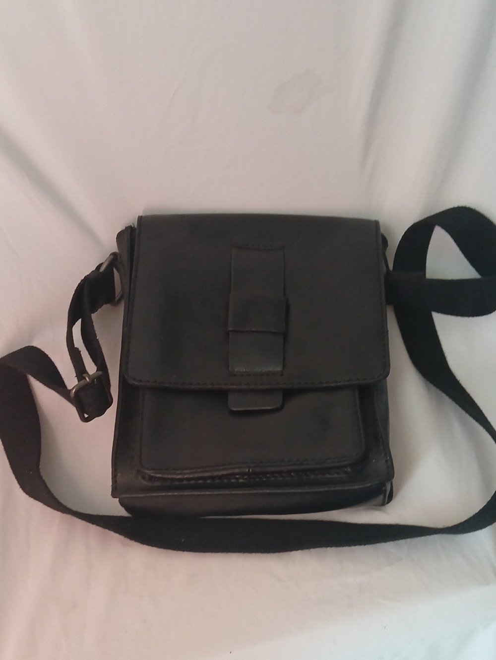 Black Leather Crossbody Bag - Classic Minimalist Design